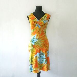 Fairweather Vibrant Orange Floral Sleeveless Dress